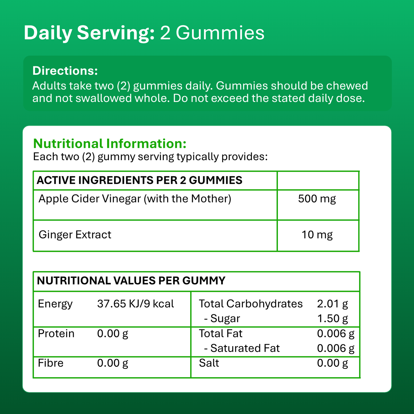 Apple Cider Vinegar & Ginger Gummies - 60 Vegan Gummies