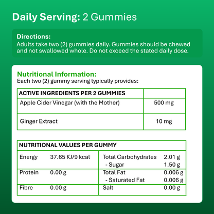 Apple Cider Vinegar & Ginger Gummies - 60 Vegan Gummies