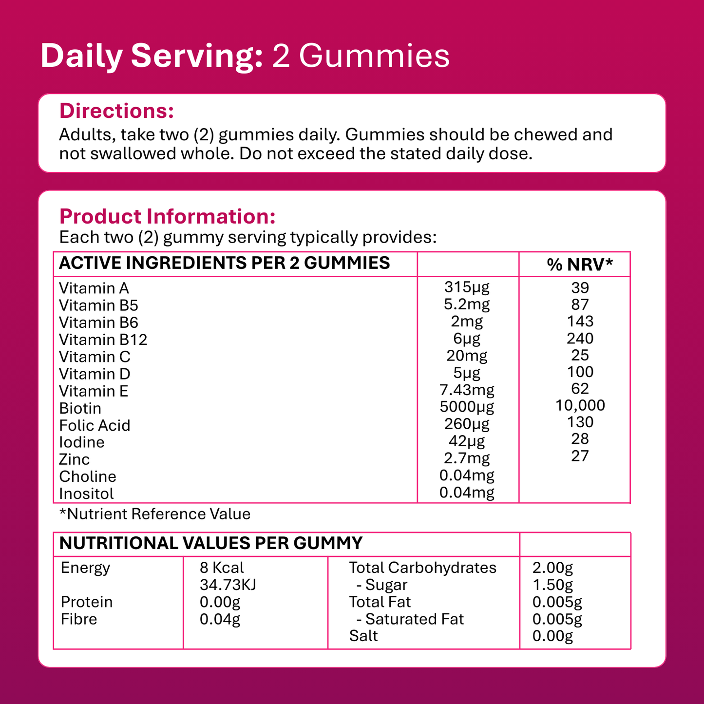 Hair, Skin & Nails Complex Gummies - 60 Vegan Gummies