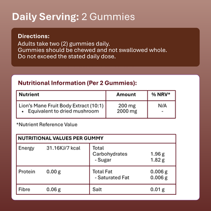 Lion's Mane Gummies - 60 Vegan Gummies