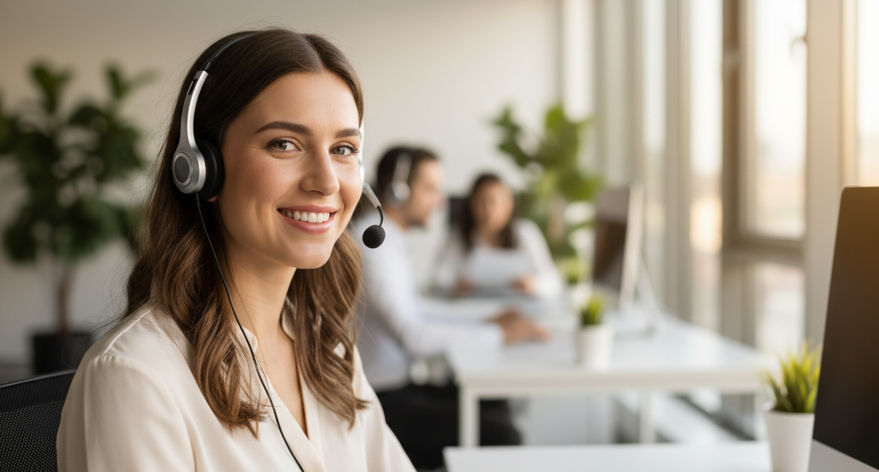 Natural woman customer service representative